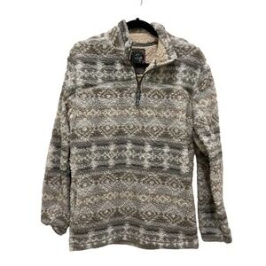 Cabin Fever by Ramatex Gray & Brown Sherpa Pullover Sweater
